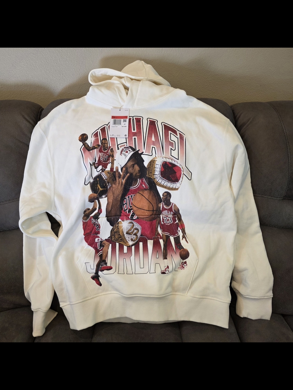 Jordan Flight Fleece Graphic Pullover Hoodie Sail HJ4396-133 Size LRG